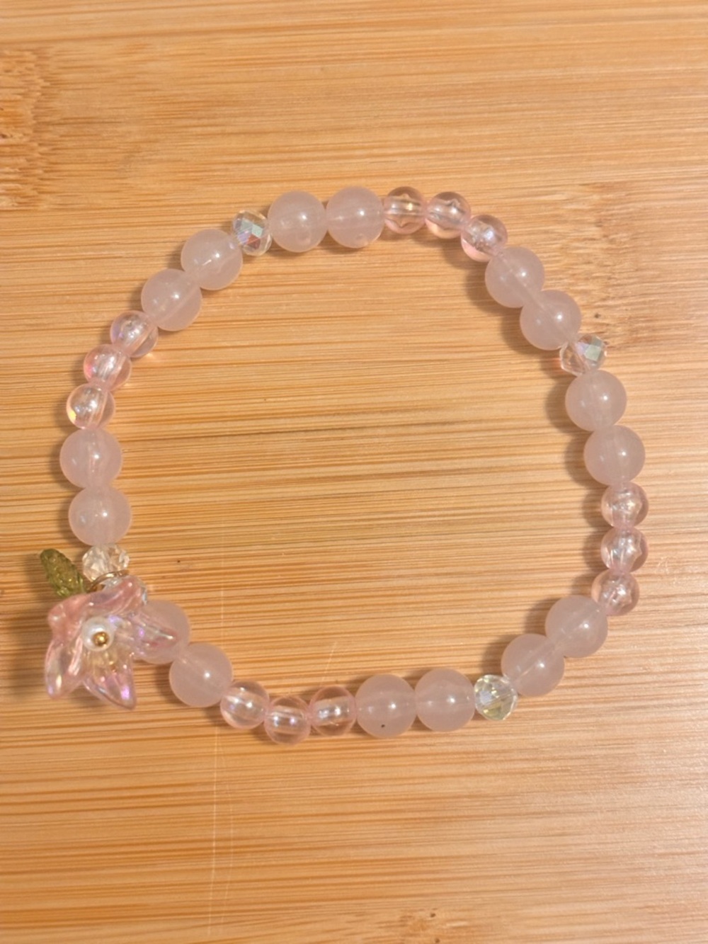 Pink Flower Beaded Bracelet